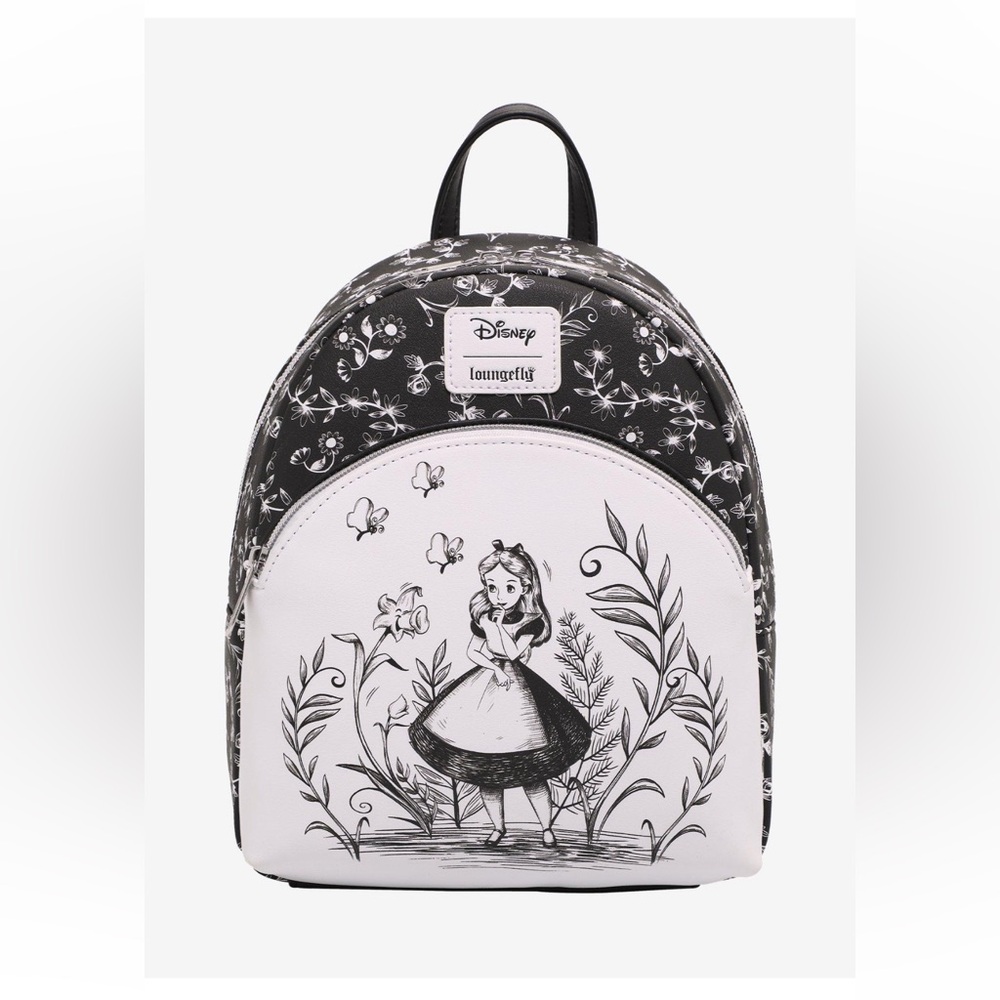 NWT Black and White Alice in Wonderland Mini BackPack
